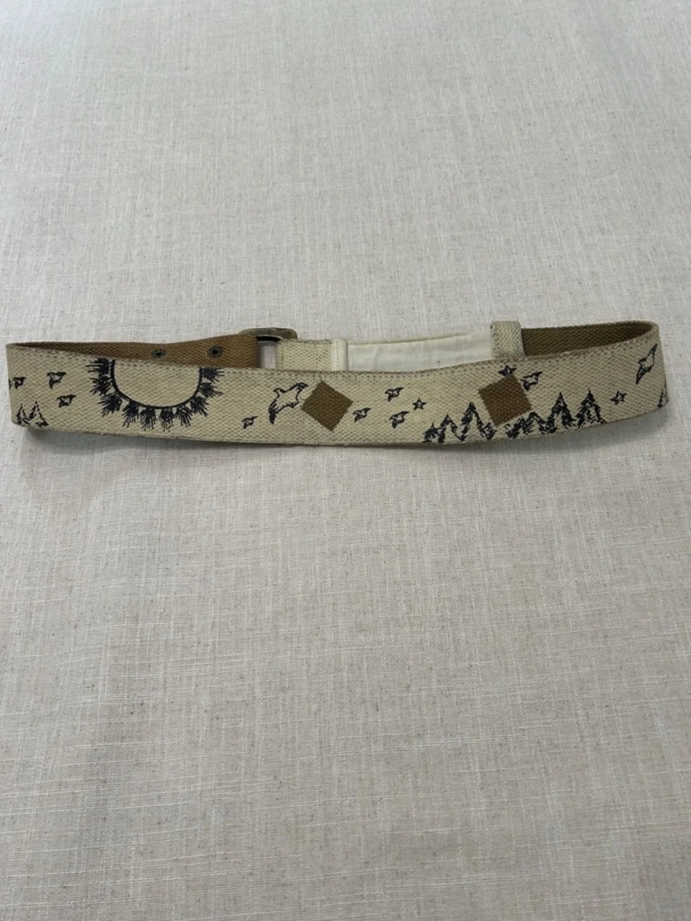 Free People We the Free Belt Studded Canvas Mountain Design and Large Buckle - Picture 12 of 13